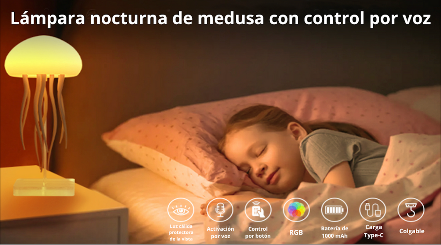 Lampara Nocturna de Medusa con Luz LED