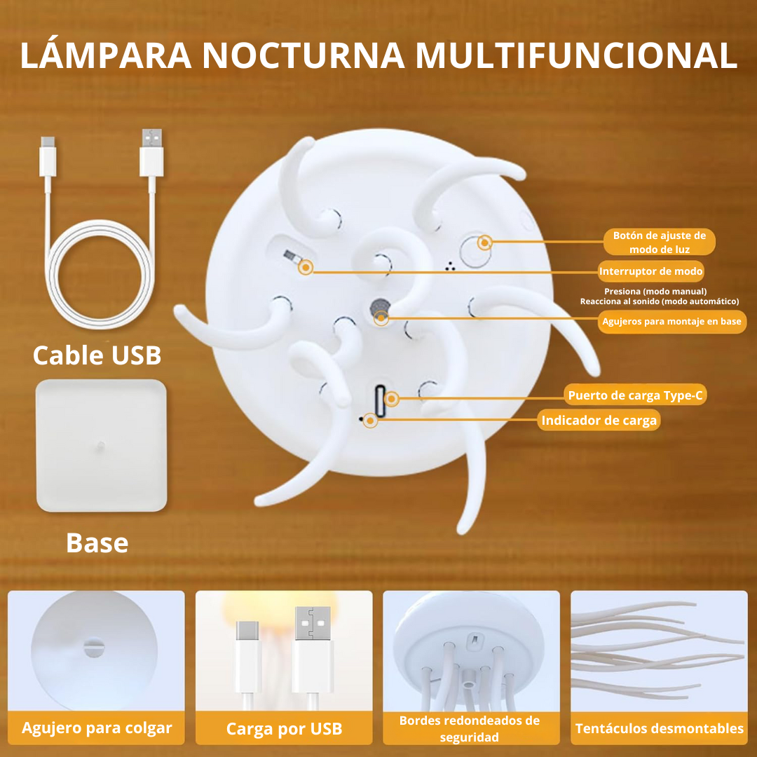 Lampara Nocturna de Medusa con Luz LED